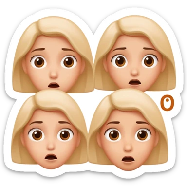 Face with mistake expression saying oops, followed by three girl symbols sticker