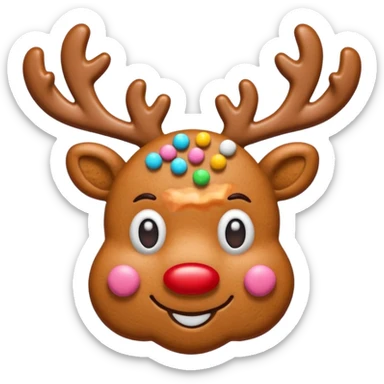 gingerbread cookie in cute reindeer face shape sticker