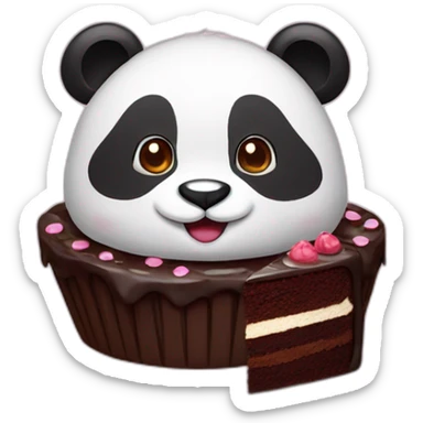 Panda with chocolate cake sticker