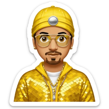 Ali G with yellow sequin outfit sticker