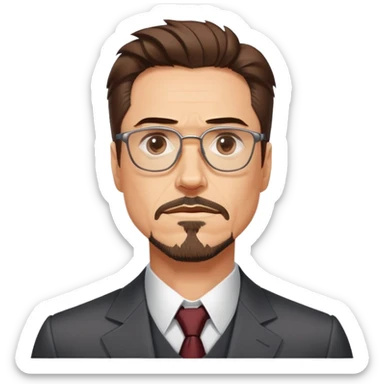 Tony Stark with glasses, goatee, and confident expression sticker