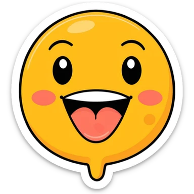 dirty, filthy, gross laughing emoji with pimples and oily skin, cartoon style sticker