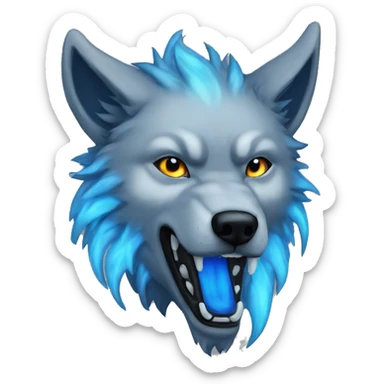 Blue flame wolf hower sticker