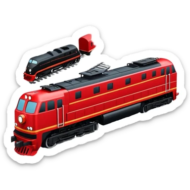 train with locomotive and cars on tracks sticker