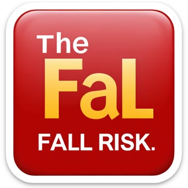 The Letters “fall risk” on a red square sticker