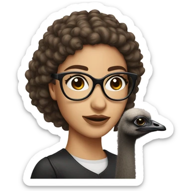 Pretty Girl with glasses on top of ostrich sticker