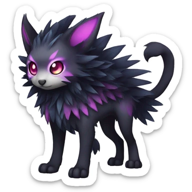 Kawaii edgy fantasy dark-themed animal hybrid Fakemon full body sticker