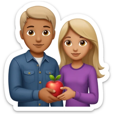 a man in casual clothes shaking hands with a girl, apple emoji style sticker