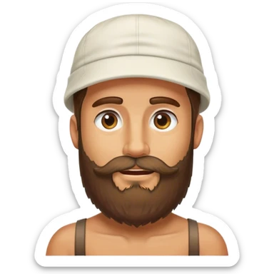 white, gym bro, shirtless, backwards hat, hairy chest, beard, sticker