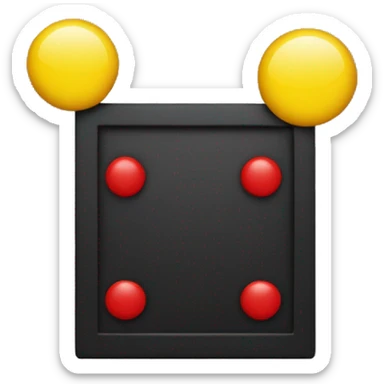 a black and red rectangle with a medium-sized yellow circle in the middle sticker