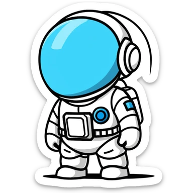 cartoon sticker of a little astroneer in a white suit and helmet, crying hard with big tears sticker