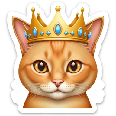 Orange Siamese, cat with big blue eyes and a queen crown sticker