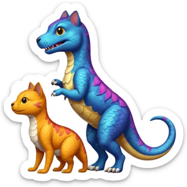cat dog and a trex mixed sticker
