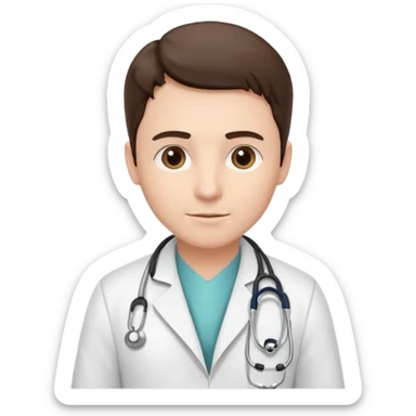 medico con estetoscopio y bata en la consulta de un hospital sticker