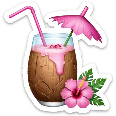 coconut drink with flowers sticker