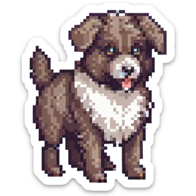 a German sheepdog, pixel art style, 8-bit, retro video game character sticker