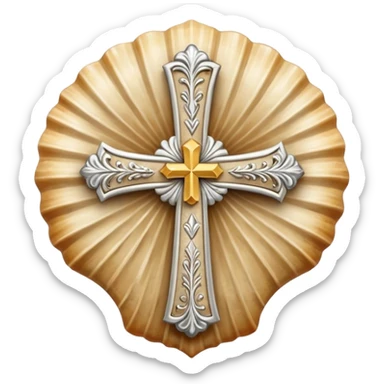 Camiño shell with Santiago cross sticker