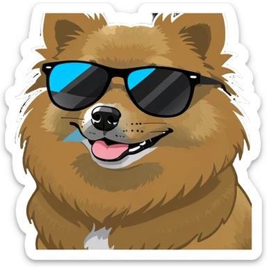 Pomeranian wearing sunglasses  sticker