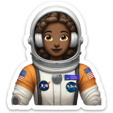 Astronaut girl with brown space buns sticker