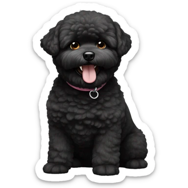 A black happy Bichon Frisé  sticker