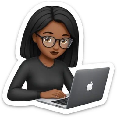 black pretty girl working hard on laptop sticker