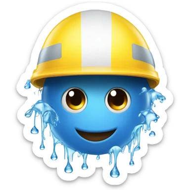 Emoji with a helmet and water on face sticker