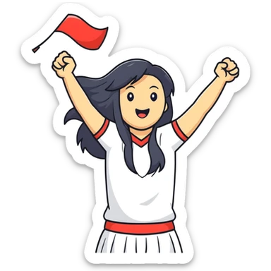 Asian woman with long black straight hair cheering for Doosan Bears baseball team sticker
