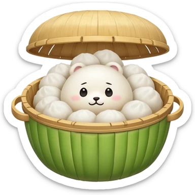 bao in bamboo steamer sticker
