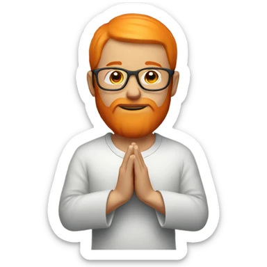 white man with orange beard and short orange hair as he praying and with orange glasses on sticker