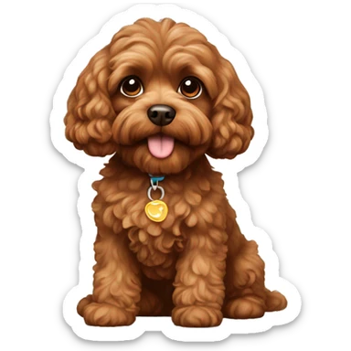 brown cavapoo dog  sticker