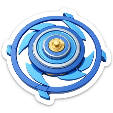 A blue Beyblade with 3 pointed blades like Victory Valtryek sticker