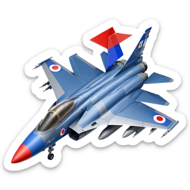 the french mirage fighter jet with the french flag behind it sticker
