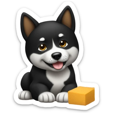 black shiba working sticker