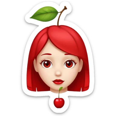 girl with one cherry on her head sticker