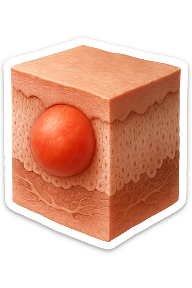 TESSUTO DI EPIDERMIDE UMANA CON NODULO DI UN CORPO UMANO ANATOMICO, IPERREALISTICO 4K sticker