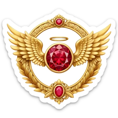 3 rd place award number in frame decorated with golden angel  wings and rubby stone sticker