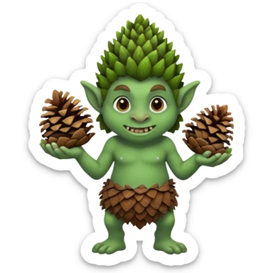 Troll holding lots of pinecones  sticker
