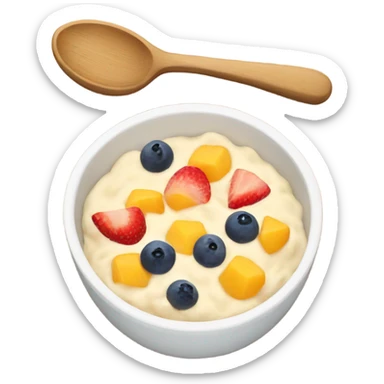 porridge with fruit sticker