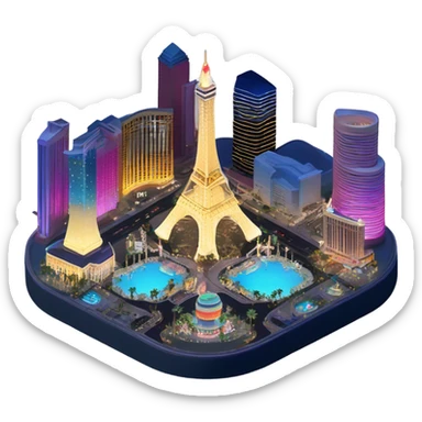 Las Vegas isometric nighttime aerial view sticker