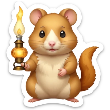 hamster holding oil lamp light sticker