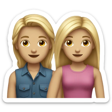 Girl with straight dark blonde hair with a boy that is blond. sticker