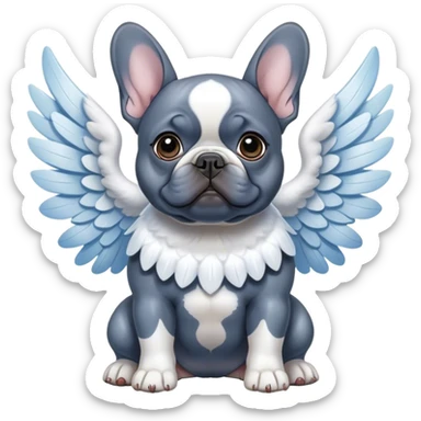 Blue BrindleFrench Bulldog with Angelwings sticker
