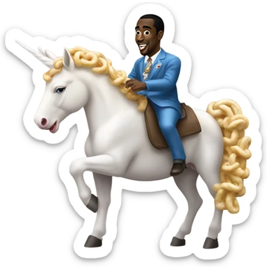P diddy on a unicorn with rod wave eating a biscuit from Arby’s  sticker