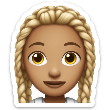 Light skin girl with black knotless braids  sticker