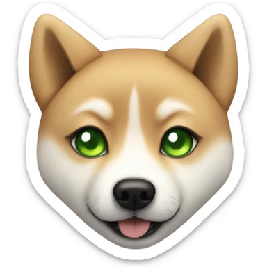 cute shiba inu with black spiky hair and green eyes sticker