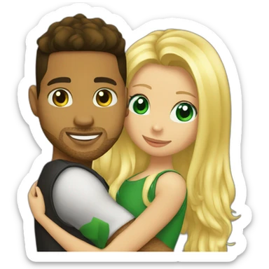 Romeo santos and blond girl green eyes hugging sticker