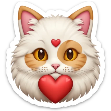 A stylized Christmas emoji of a cute cat and a heart, minimalist design, soft warm colors, cozy winter mood, simple background, sweet and romantic.
 sticker