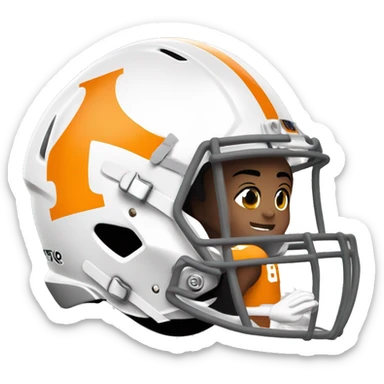 Tennessee volunteers football player light skinned number eight on jersey with helmet sticker