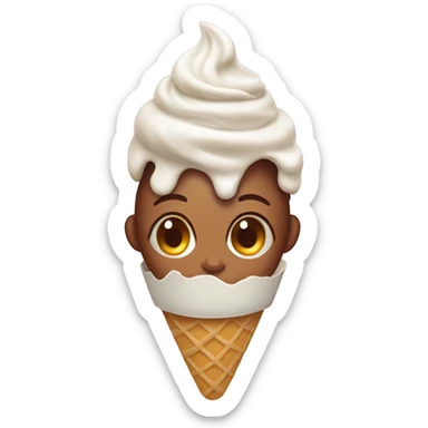 woman head surrounded by ice cream on top of icecream cone sticker