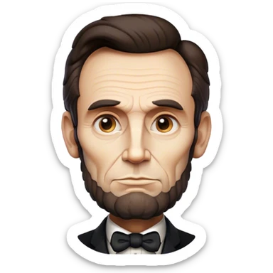 Cinematic Realistic Abraham Lincoln Portrait Emoji, depicted as a stoic iconic statesman with a tall dignified silhouette and thoughtful expression, rendered with detailed textures and dramatic historical lighting that captures his timeless presence. sticker